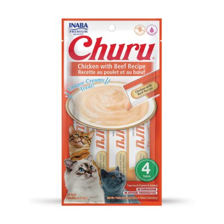 CHURU кремовое лакомство для кошек, курица с говядиной (4 sticks)