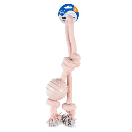 DUVO PLUS игрушка ROPE LOOP WITH KNOT & RUBBER BALL PINK