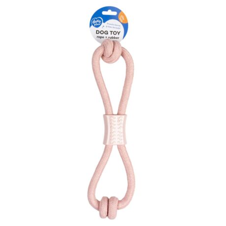 DUVO PLUS игрушка  ROPE 8 PULL RING WITH KNOTS & RUBBER PINK
