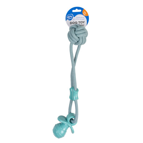 DUVO PLUS игрушка ROPE 8 PULL RING WITH BALL & RUBBER PACIFIER BLUE 38CM