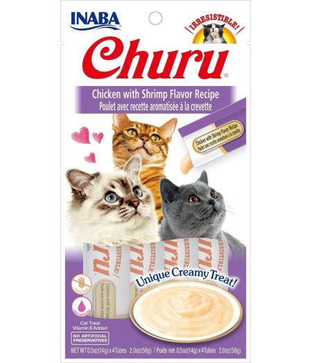 CHURU кремовое лакомство для кошек, курица с креветками(4 sticks)