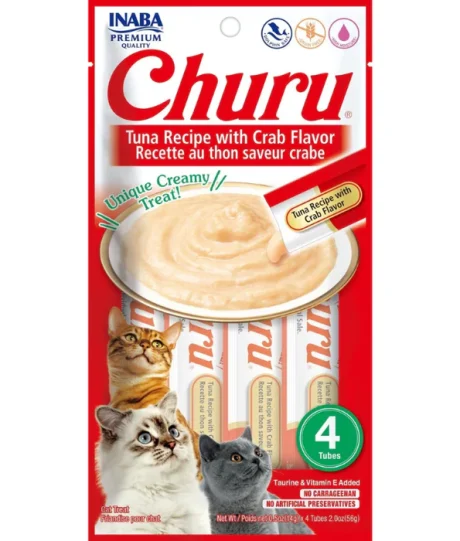 CHURU кремовое лакомство для кошек, тунец с крабом (4 sticks)