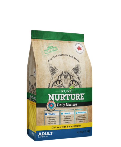PURE NURTURE™ Daily Nurture Power of 3™ Complete dry cat food for adults, chicken with barley, сухой корм с курицей и ячменем для взрослых кошек
