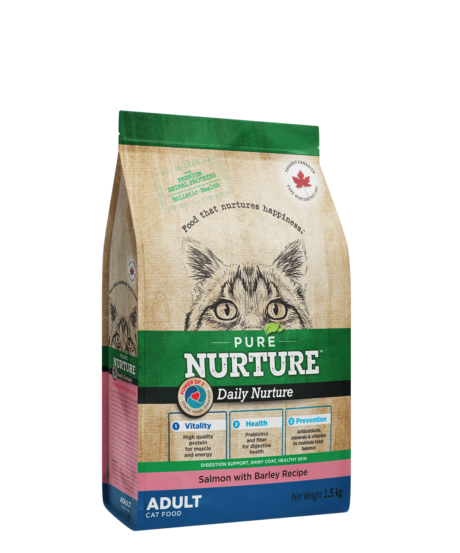 PURE NURTURE™ Daily Nurture Power of 3™ Complete dry cat food for adults, salmon with barley, сухой корм с лососем и ячменем для взрослых кошек