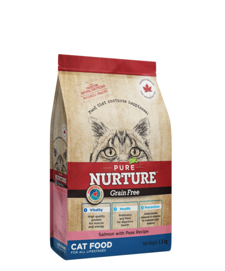 PURE NURTURE™ Grain Free Power of 3™ Complete dry cat food for all lifestages, no grains salmon with peas, сухой корм с лососем для кошек на всех стадиях жизни