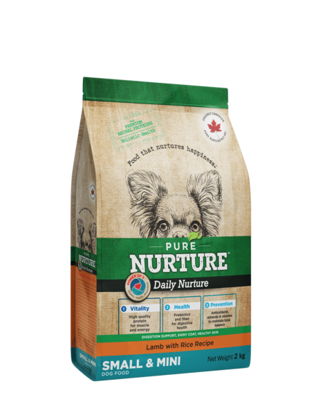PURE NURTURE Daily Nurture Power of 3 Complete dry dog food for adults, small and mini breeds, lamb with rice, сухой корм с ягненком и рисом для собак мелких пород