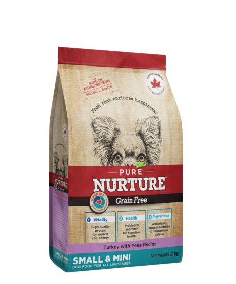 PURE NURTURE™ Grain Free Power of 3™ Complete dry dog food for small and mini breeds for all lifestages no grains turkey with peas, сухой корм с индейкой и горохом для собак мелких пород на всех стадиях жизни