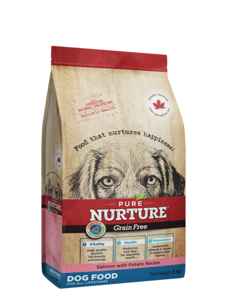 PURE NURTURE™ Grain Free Power of 3™ Complete dry dog food for all lifestages, no grains salmon with potato, сухой корм с лососем и картофелем для собак на всех стадиях жизни