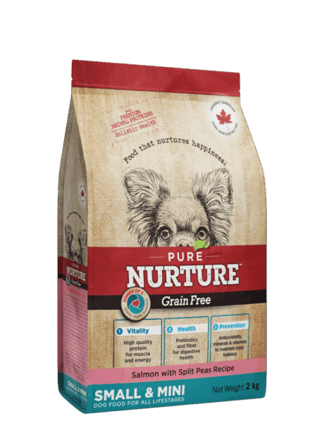 PURE NURTURE™ Grain Free Power of 3™ Complete dry dog food for small and mini breeds for all lifestages no grains salmon with split peas, сухой корм с лососем и с измельченным горохом для собак мелких пород на всех стадиях жизни