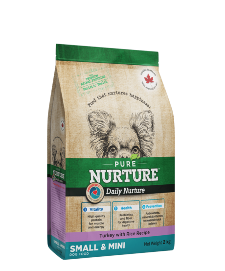 Pure Nurture Daily Nurture Adult Small & Mini Turkey & Rice, сухой корм с индейкой и рисом для собак мелких пород