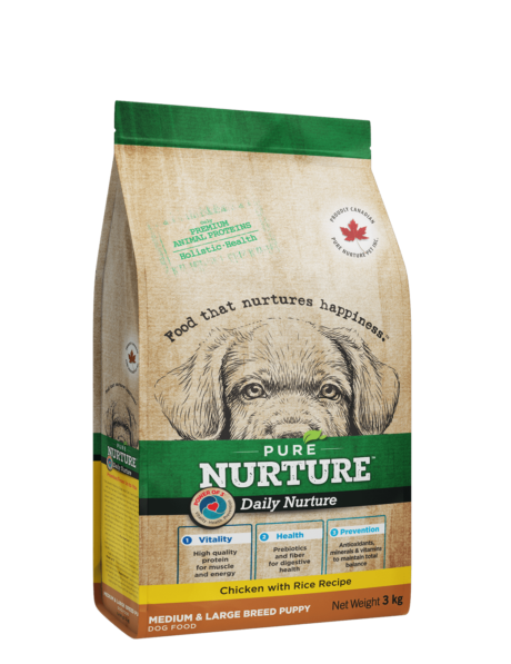 Pure Nurture Daily Nurture Puppies Medium & Large Chicken & Rice, сухой корм с курицей и рисом для щенков средних и больших пород