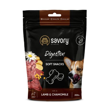 Savory dog soft snacks Digestion. Lamb&Chamomile 200 g, мягкое лакомство с ягненком и ромашкой для улучшения пищеварения у собак