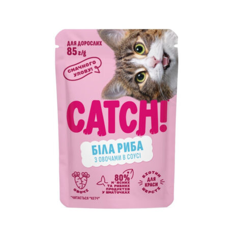 Catch! — влажный корм для кошек, с белой рыбой и овощами в желе