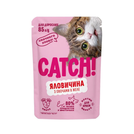 Catch! — влажный корм для кошек, с говядиной и овощами в желе