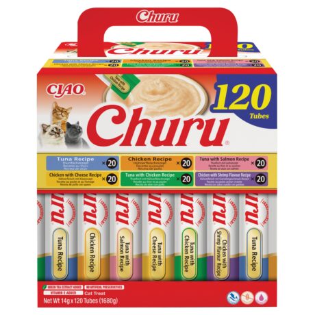 Churu Multipack Chicken and Tuna Varieties (120 sticks) - кремовое лакомство для кошек, курица с тунцом ассорти
