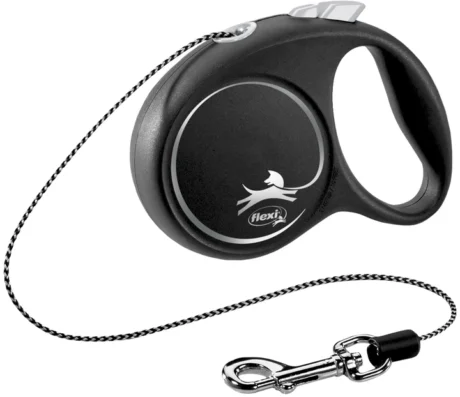 Поводок рулетка Flexi Black Design Cord silver
