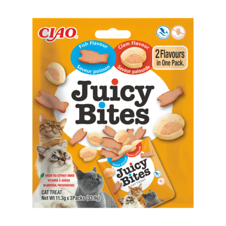 Juicy Bites Fish Flavour & Clam Flavour - лакомство для кошек, с рыбой и моллюсками