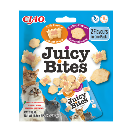 Ciao Juicy Bites Scallop Flavour & Crab Flavour - лакомство для кошек, с морским гребешком и крабом
