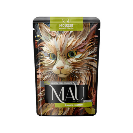 MAU Mousse Game with Bilberries - влажный корм для cтерилизованных кошек, с дичью и черникой