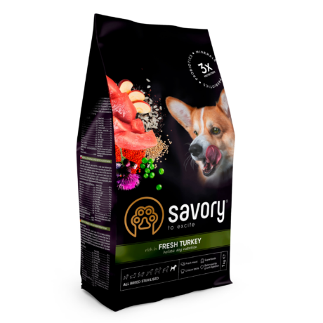 Savory All Breed Sterilised rich in Fresh Turkey - сухой корм с индейкой, для кастрированных и стерилизованных собак всех пород