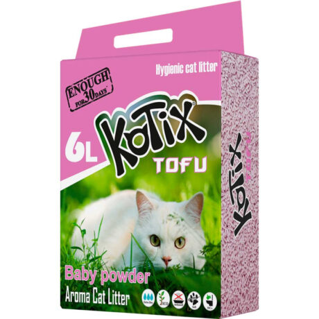Kotix Tofu Baby Powder  – cоевый наполнитель с ароматом детской присыпки для кошачьего туалета