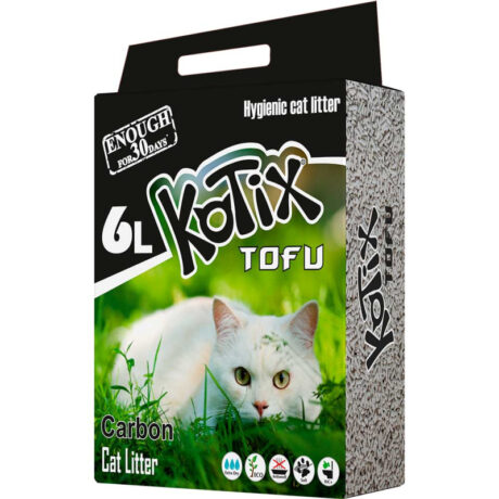 Kotix Tofu Carbon — cоевый наполнитель с активированным углем для кошачьего туалета